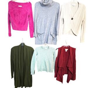 Women's XS 0 2 Extra Small Sweaters Cardigans Pullovers Wholesale Bulk Lot of 6